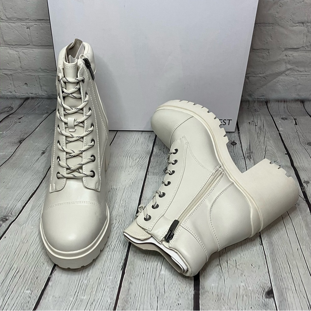 Nine West Women's Quenton Lace-Up Lug Sole Heeled Combat Booties Size 10M - Picture 4 of 12